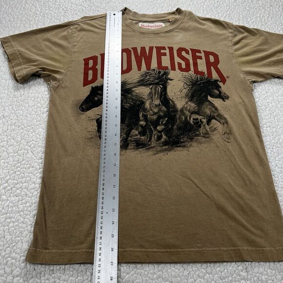 Budweiser Horse Print Brown Graphic T-Shirt Sz S Western Rodeo Cowboy Americana - Picture 7 of 7